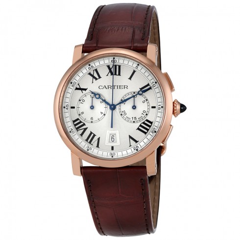 The comfortable copy Rotonde De Cartier W1556238 watches have matt alligator leather straps.